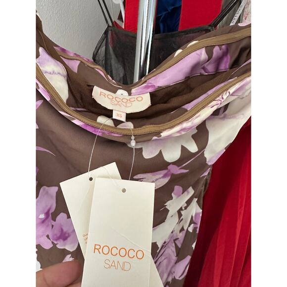 ROCOCO SAND Maxi Strapless Dress in Brown Pink - Picture 5 of 11